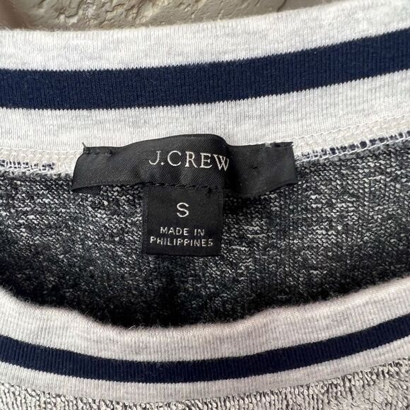 J. Crew Terry Cloth Fuzzy Soft Fleece Pullover Top Grey Navy Size Small - Picture 3 of 10